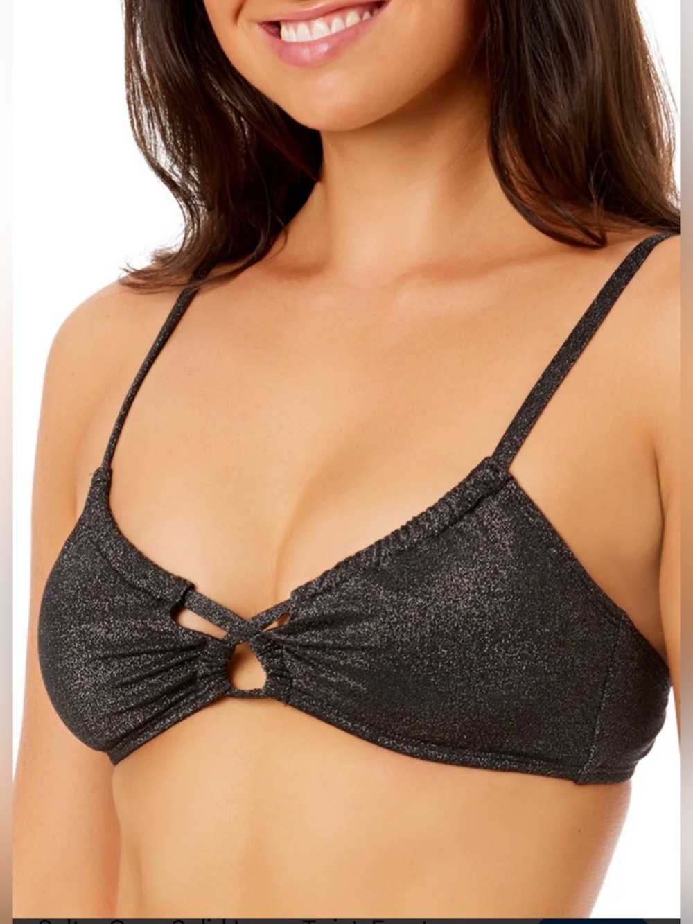 Salt + Cove Metallic Twist Front Bikini Set - Black